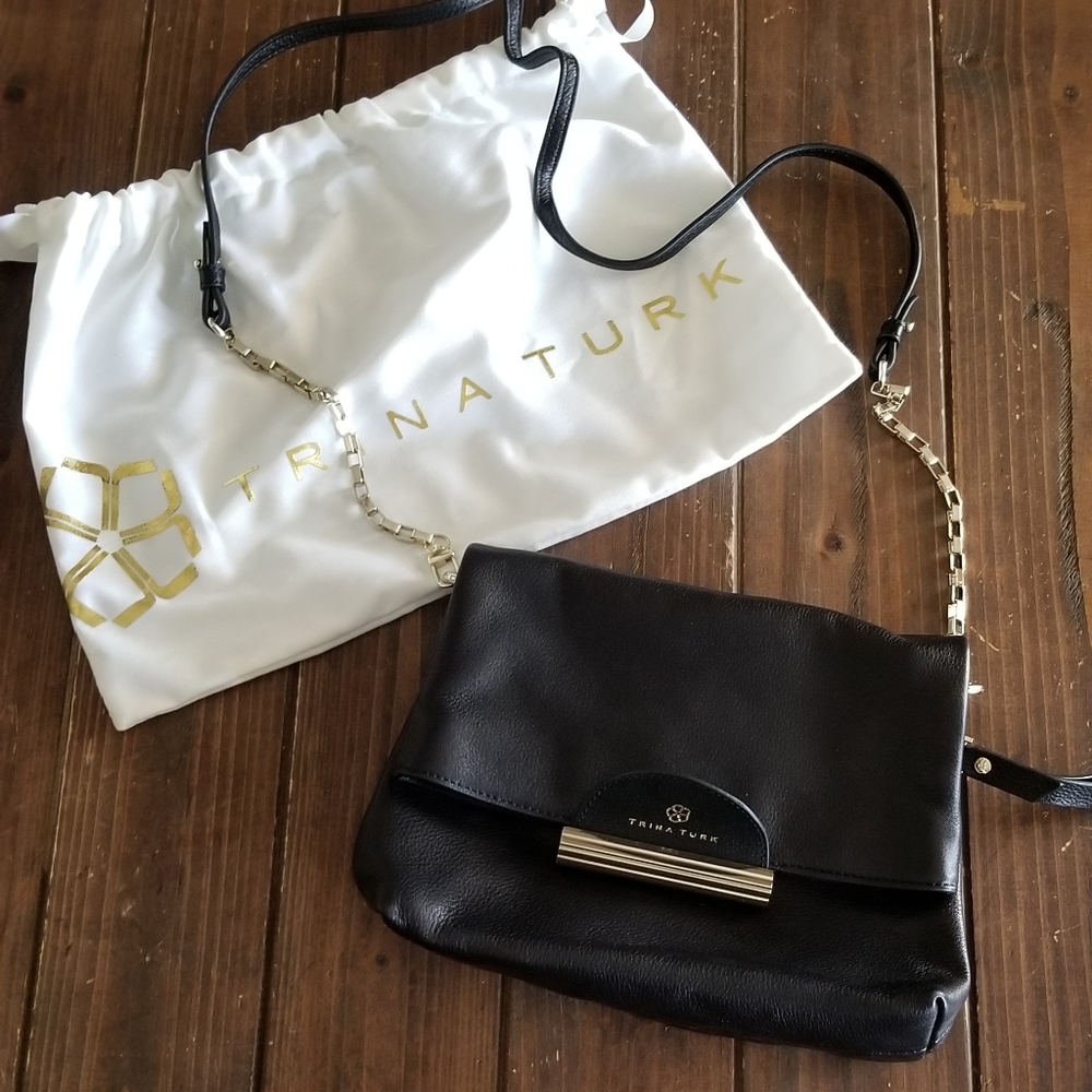 Trina Turk Black Leather Crossbody Purse
